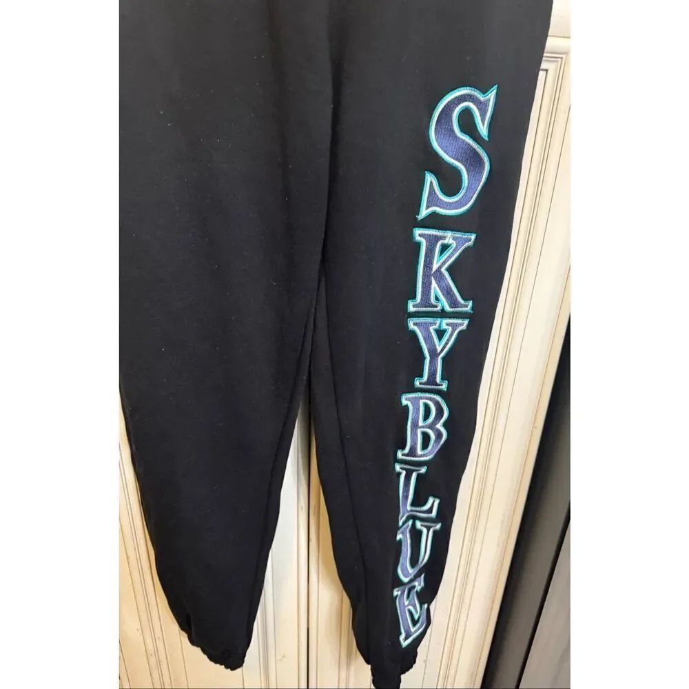 Skyblue Co. Men's Fleece Pull-on Graphic Jogger Sweatpants Black Medium